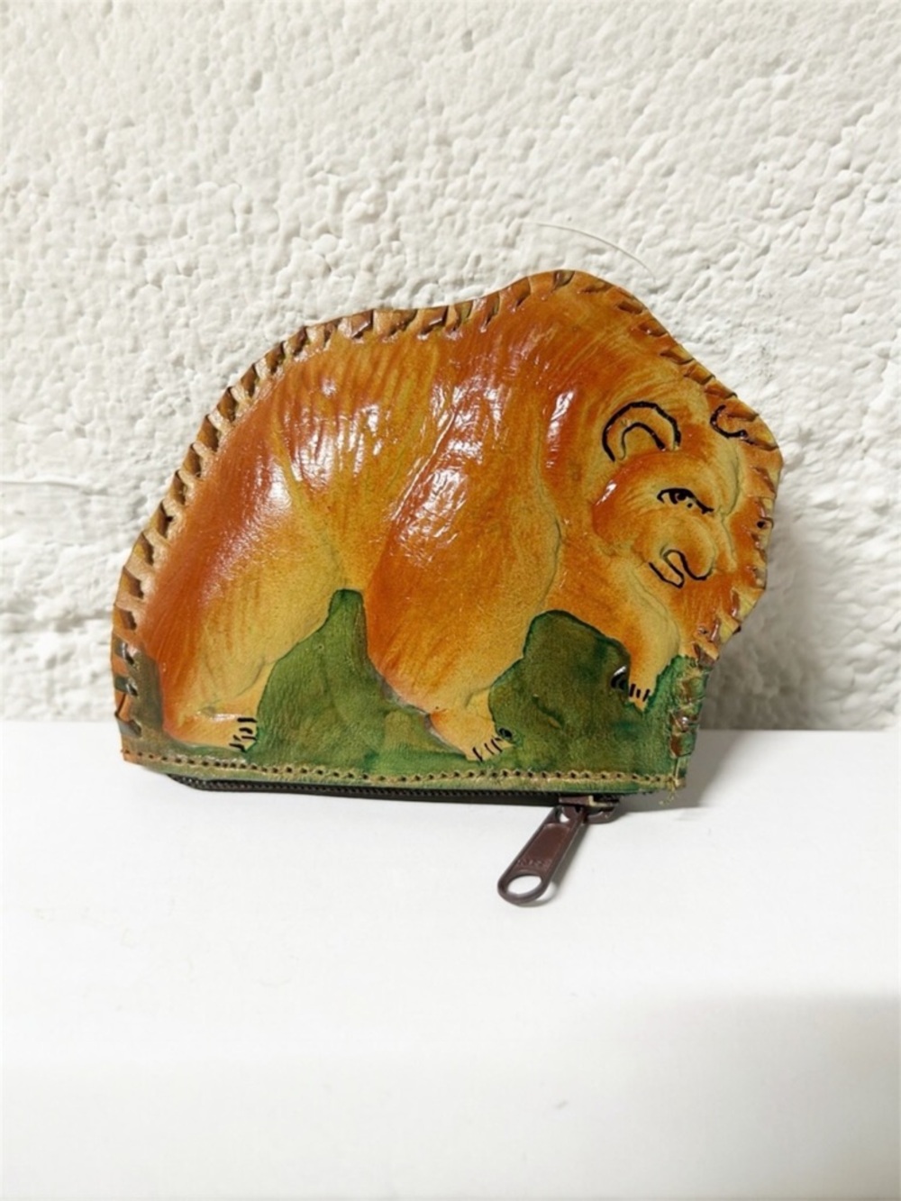 VTG Artisans Handcrafted Leather Coin Pouch Bear Shaped RARE